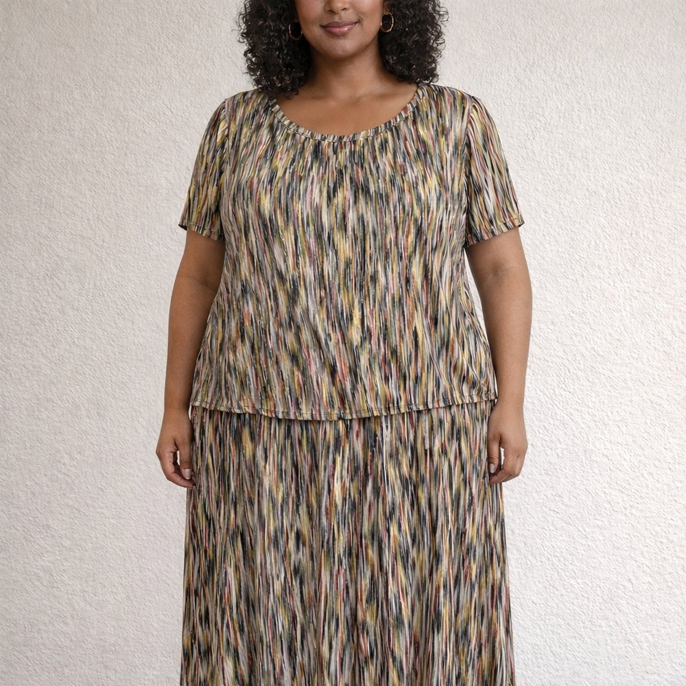 JMS Easy Dressing Skirt Suit Women's Size 3XL Multicolored Stretch Grannie core